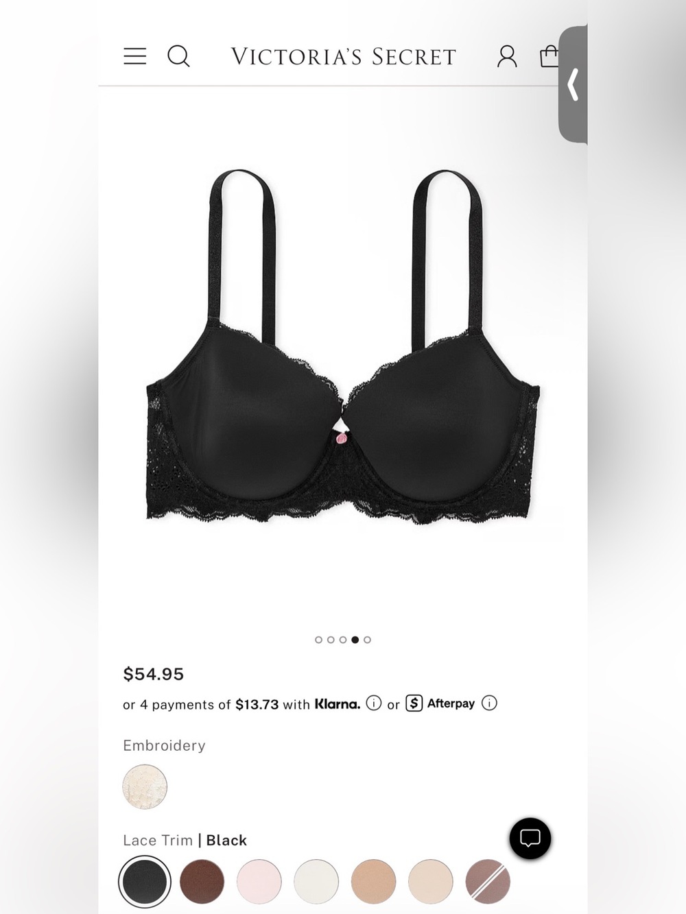 Victoria Secret Dream Angles Smooth & Lace Lightly Lined Demi 34B “Black”